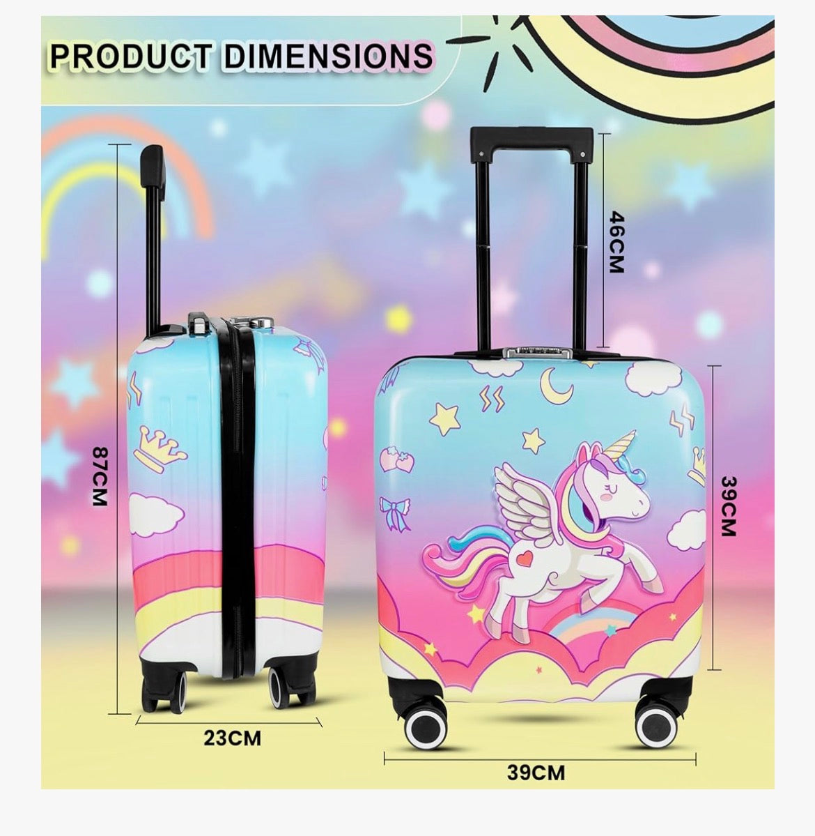 Unicorn trolley with lock for girls