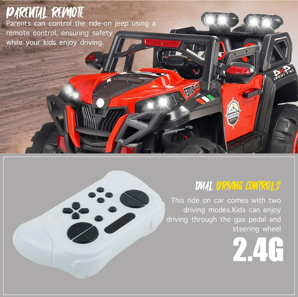 Battery Operated 4x4 Big Size 12V Battery Ride On Thar, Jeep for Kids Drive 2 to 10 Years | Motor for Steering | Remote Control | Suspensions | Jumbo Driving Car